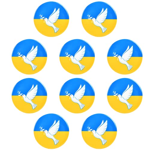 10 Stück Buttons Ukraine mit Friedenstaube, Anstecknadel Buttons mit Friedenstaube, Buttons Ukraine, Ukraine Flagge Pin Anstecker für Kleidung, Hemden, Hut, Rucksack(58mm) Cover