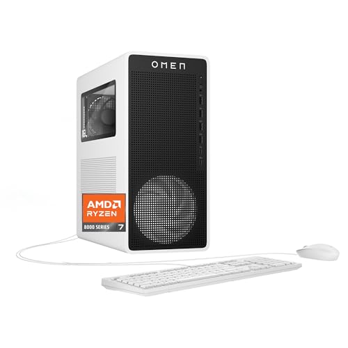 HP OMEN 16L Gaming Desktop PC, AMD Ryzen 7 8700G, 32 GB RAM, 1 TB SSD, NVIDIA GeForce RTX 5060 Ti, Windows 11 Home, Microsoft Copilot, Panda Metal, TG03-0030 (2025)