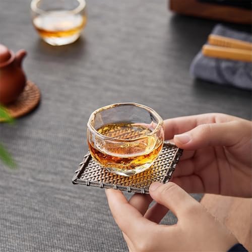 Vasos de vidrio labrado con relieve de martillo para mesa elegante 7
