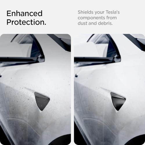 Image of Spigen Side Camera Protection Cover for Tesla Model Y Juniper & Model Y L (Standard, Premium & Performance 2026 /2025) and Model 3 Highland (Standard, Premium & Performance 2026 /25 /24) - Black
