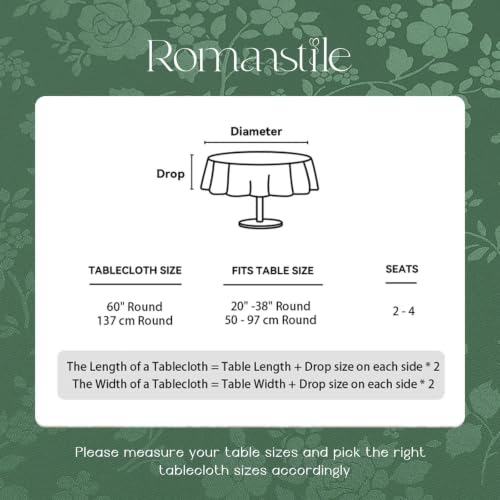 Image of Romanstile Waterproof Vinyl Tablecloth Round, 60 x 60 Inch, Dark Green