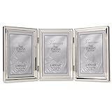 Lawrence Frames Polished Silver Plate 4x6 Hinged Triple Picture Frame - Bead Border Design