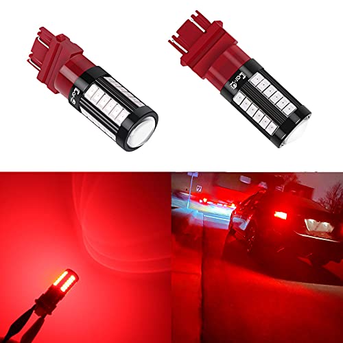 Car-EyeQ 2800 Lumens T25 3156 3157 LED Bulbs, Rear Turn Signal, Brake, Tail Lights Replacement, Pure Red Super Bright 3047 3057 4057 4157 3457 3157KX 3157LL Lamps Upgrade