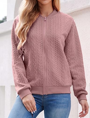 Image of Larmliss Women's Zip Up Cardigan Sweater Hoodies Long Sleeve Jacket Crewneck Casual Outerwear Spring Fall Trendy Coat Outfits
