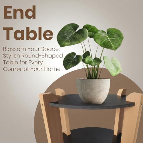 Image of Modern Oval Side Table, Home Decor for Living Room, Bed Side Tables for Bed Room, stools for Home, Furniture for Home, 2-Tier White Shelves