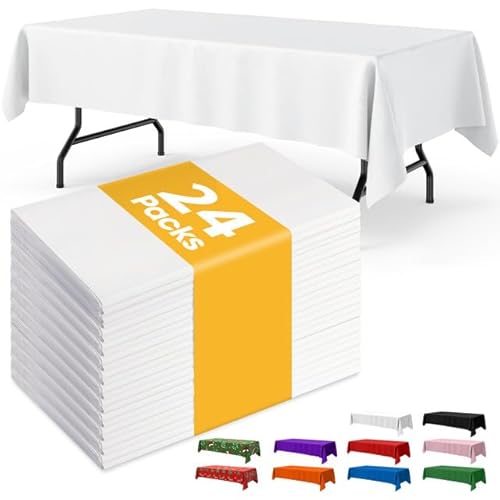 Niuara White Plastic Table Cloth - 24 Pack 54