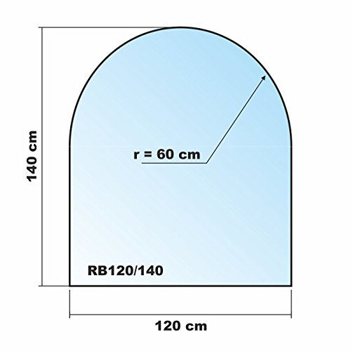 Funkenschutzplatte Rundbogen 120x140cm Schwarz Glasplatte ohne Dichtung