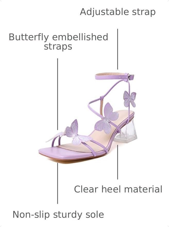 Image of Zamikoo Women's Heeled Sandals Square Open Toe Ankle Strap Block Heels Strappy Clear Heels Chunky Low Heels