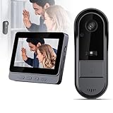 Video Türklingel mit Kamera Funkklingel Türsprechanlage Wasserdicht Türklingelsystem mit 4,3 Zoll Bildschirm, 170° HD Kamera Gegensprechanlage, Nachtsicht, ohne Abonnement, ohne App, kein WLAN