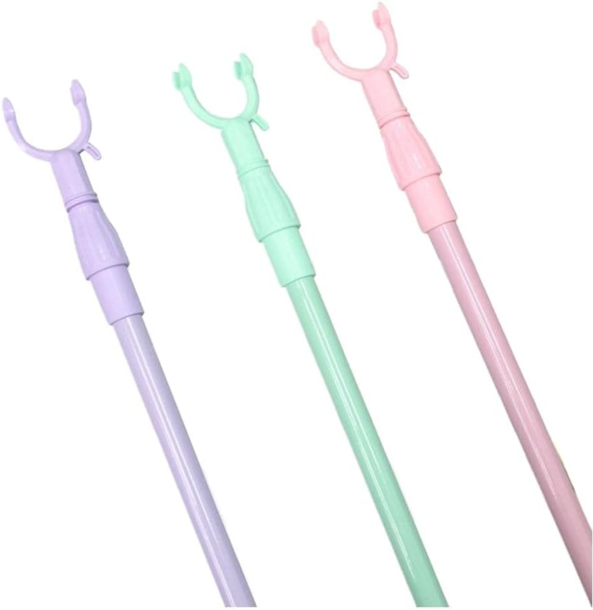 Horoper Stretchable Clothes Fork Plastic Telescopic Pole Clothes Fork Drying Pole Supporting Clothes Pole Balcony Drying Pole Household Clothes Pole (Color Random) (Blue)