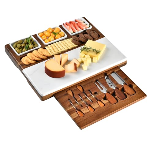 Shanik Marble & Acacia Wood Cheese Board Set