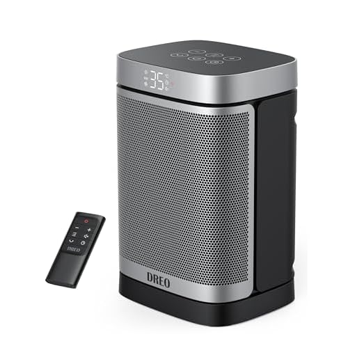 Dreo Space Heater, 70° Oscillating Electric PTC Ceramic Heater with Thermostat, Remote Control, 3-Mode 3-Speed, 1-12H Timer, Overheating & Tip-Over Protection, Energy-Saving-ECO-Mode, Atom One