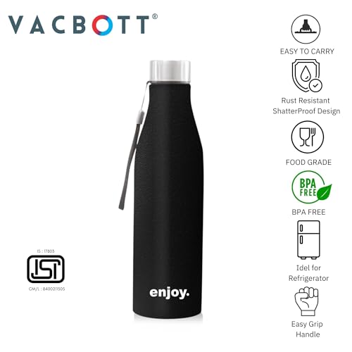 Image of CLAY CRAFT VACBOTT Bingo Single Walled Non Insulated Water Bottle, 1200 ML - 1 Piece (Black) Steel Water Bottles for School, Office, Home, Gym, Water Bottle for Men Leakproof, Rust Free Steel Bottle