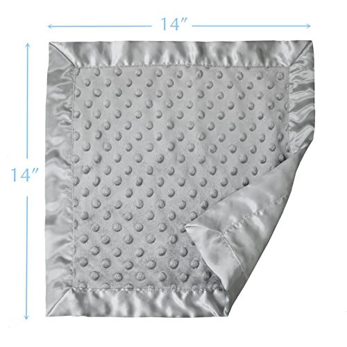 Image of American Baby Company Heavenly Soft Chenille Security Blanket (14 inch x 14 inch), 2-Layer Design with Minky Dot & Silky Satin, Gray, for Boys and Girls