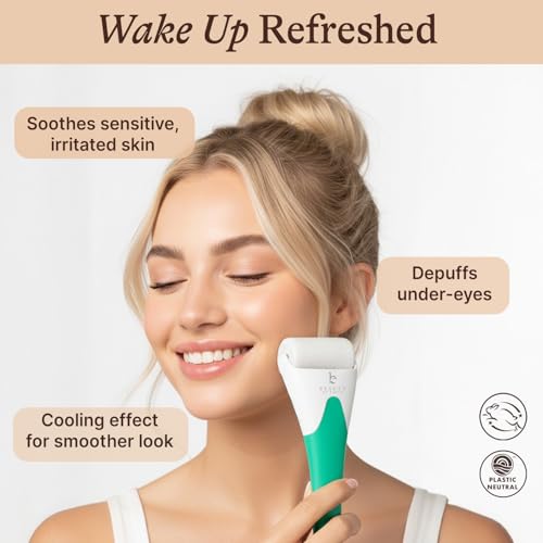 Ice Roller for Face - Smoothes Fine Lines & Wrinkles, Stocking Stuffers, Face & Eye Roller for Puffy Eyes, Skin Care Massager, Beauty Gift That Helps Relieve Migraines, Facial & Spa Gifts for Women