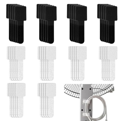 VONJUMA 50 Pcs Fascette Fermacavi Da Mettere Sotto La Scrivania Autoadesive Con Gancio E Anello Organizer Per Cavi Per Tv Pc Laptop Ethernet Desktop Colore Piccole