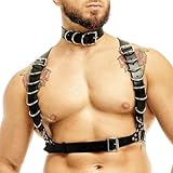FEHEOO Men's Bondage Chest Harness with Bandage Collar - Sexy Punk Harness Belt for Nightclub, Cosplay, and Clubwear - Adjustable Buckle Body Harness for Men, Perfect for Parties and Roleplay Outfits