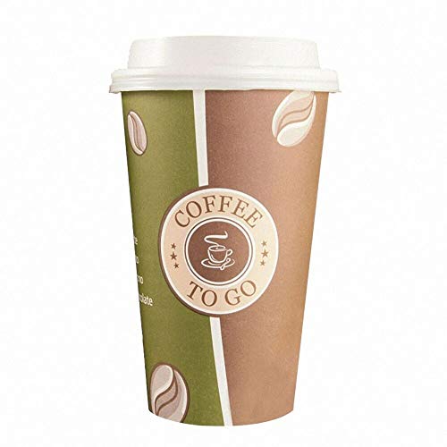 100 Stk. Kaffeebecher Premium Coffee to go mit Deckel weiß Pappe beschichtet 400 ml