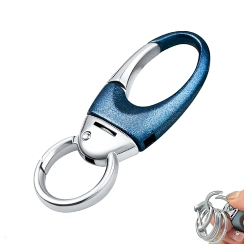 Image of Heavy Duty Keychain with Quick Release Double Carabiner Clip, Key Rings, D Ring, Car Key Holder for Belt Loop