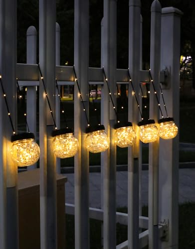 Lampes solaires d'extérieur suspendues en verre craquelé PARTPHONER lot de 24 étanches