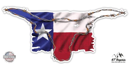 GT Graphics Texas Flag Barbwire Longhorn - 3" Vinyl Sticker - for Car
