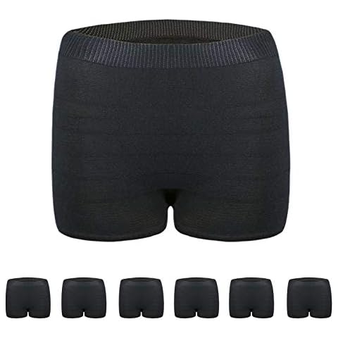 HANSILK Seamless Mesh Postpartum Underwear Natural C-Section Delivery Post Surgical Recovery Disposable Washable Women's Panties,Black (6 Pack, M) Cover