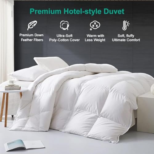 Image of APSMILE Summer Duvet Insert Oversized King,Down Feather Fibers Comforter | Lightweight Blanket-Cooling for Hot Sleeper,400TC Noiseless Fabric,8 Corner Loops,Ethical down.Machine Washable,White,120x98