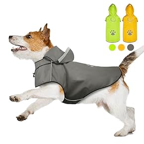⭐️犬用レインコート レインジャケット 反射犬服 防風 雨具 イエロー グレー 楽天市場】(送料無料) 犬 レインコート 尻尾も濡れない ドッグ