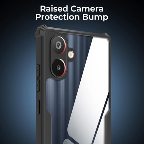 Image of A rtistque Clear Hard Transparent Acrylic Armor Back Cover Case Compatible with Samsung Galaxy A06 5G | Anti-Drop Shockproof TPU Edge | Stylish Design | Samsung A06 5G Back Cover & Case - Black