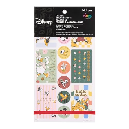Happy Planner Disney 30-Sheet Sticker Set for Planners Calendars and Journals Easy-Peel Stickers Scrapbook Accessories Current Classroom 617 Stickers Total