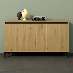 Buffet Multifonctionnel Dmora - Design Italien, Blanc Brillant et Anthracite