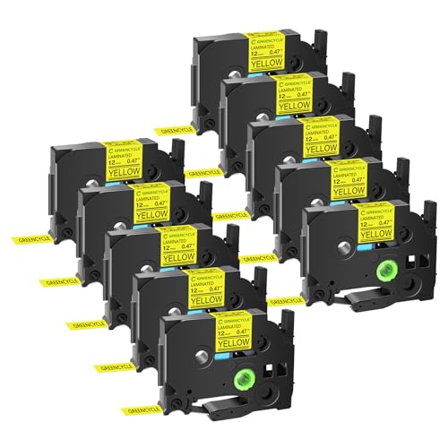 GREENCYCLE TZe-631 12mm Label Tape Yellow Compatible for Brother P-Touch