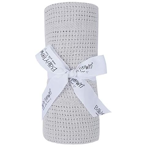 90 x 70cm 100% Cotton Cellular Baby Blanket (Grey) Cover