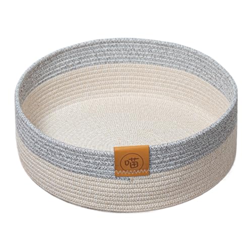 Cama para gatos – Cama redonda de tela, gris, relleno de fibra natural, base | Equipo para el descanso de los animales para el salón de casa Accesorio Objeto Unidad Gear Gold S