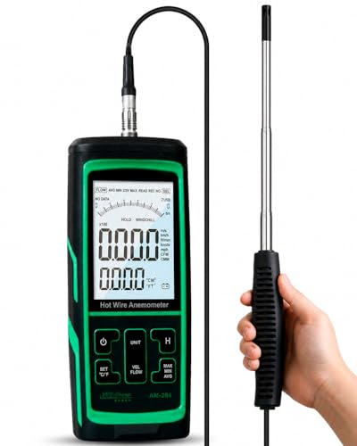 Anémomètre à fil chaud AM-284 pour mesure CVC du débit d'air et calcul CFM en conduit