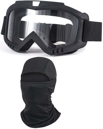 Image of Dirt Bike Goggles with Balaclava Motorcycle ATV Riding Ski Motocross Windproof Dustproof Racing Glasses for Women Men