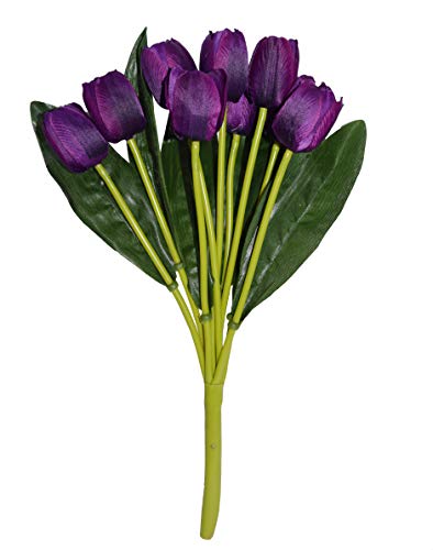 Fourwalls-Beautiful-Artificial-Polyester-and-Plastic-Tulip-Flower-Bunch-9-Head-Flower-38-cm-Total-Height-Purple