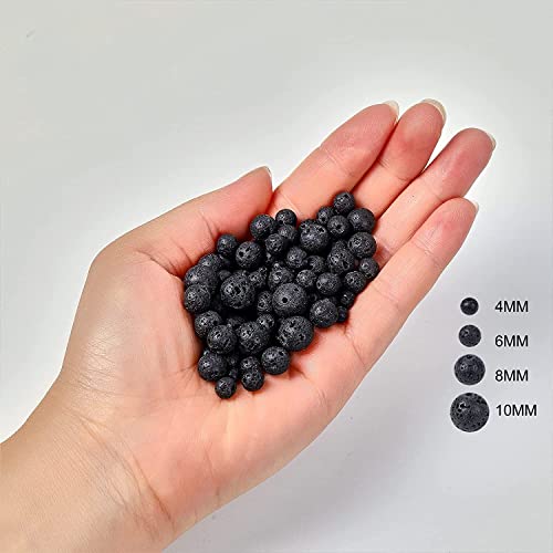 Image of 51pcs Natural Beads Round Black Lava Gemstone Beads Loose Beads 8 MM || Remove's Negativity || Feng Shui || Reiki ||Gemstone || लावा