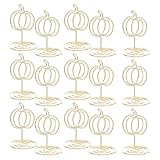 OSALADI Porta Tarjetas Metálico Forma de Calabaza Soporte de Pie para Números de Mesa Clip para Notas y Menús Juego de 20 Piezas para Decoración de Otoño y Centros de Mesa de Halloween
