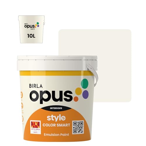 Image of Birla Opus Style Color Smart Premium Interior Emulsion Paint-10L, Chandni Colour, Smooth Matt Finish-Superior Coverage, Washable, Non Chalking-For Bedroom, Living Room, Office|Get 10% More Free