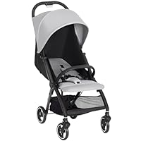 AIYAPLAY Baby Pushchair, Foldable Toddler Stroller with Adjustable Backrest & Footrest, Canopy, Storage Basket, Compact with One Hand Baby Buggy, from Birth to 3 Years (15kg), Light Grey