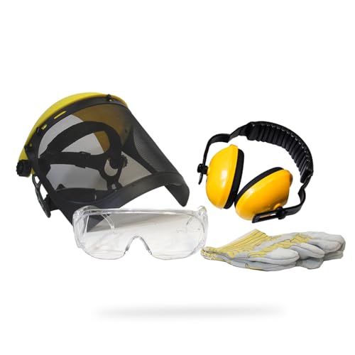 OZAKI - Kit Protection 9102130 - Tronçonnage & Débroussaillage - Casque Anti Bruit 26dB, Ecran De Protection Grillagé Relevable Classe F 45m/s, Lunettes De...