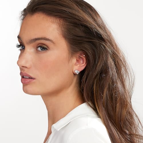 White Cubic Zirconia Stud Earrings for Women – 6.04 CTTW Round Cut – Rhodium Over Sterling Silver, Classic Diamond-Look Studs – Fine Jewelry Gift for Birthday, Anniversary or Holiday2