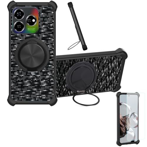 �Ή� Zte Blade V60 �P�[�X Phone Case [1�� 9H+�d�x���� �K���X�t�B����][360°��]���X�^���h�A�}�O�l�b�g��]CX-11-HEI
