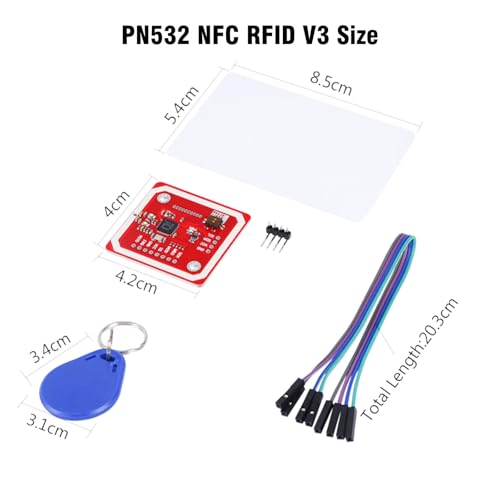 PN532 NFC RFID Modul Binghe 2 Stück PN532 NFC, PN532 NFC NXP RFID Modul PN532 NFC RFID V3 Modul, Nahfeldkommunikationsleser-Modul-Kit I2C mit S50 weißer Karte, Schlüsselkarte kompatibel mit Arduino