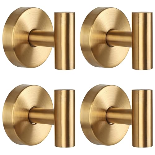 Augegel Suction Cup Hooks for Shower, Reuseable Towel Hooks for Bathroom, T Shape Gold