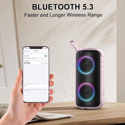 Image of Hupoaf Bluetooth Speaker, 2025 New Portable Wireless Speaker with 6D Loud Sound, IPX7 Waterproof, HD Call, RGB Lights, 12H Playtime for Home /Party /Outdoor /Beach, Electronic Gadgets, Birthday Gift
