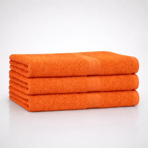 The Holy South 16x27 | 3-Pack | Quick Absorbent & Dry 100% Cotton | Terry Hand Towels for Bathroom Fitness Gym Spa Nail Salon Hand and Face Towels (Orange) 3 Count