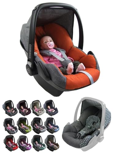 Funda de repuesto para capazo de bebé, compatible con Maxi Cosi Pebble, juego completo de fundas de asiento de 5 piezas con acolchado para cinturón de seguridad, capota y reposacabezas (jaspeado