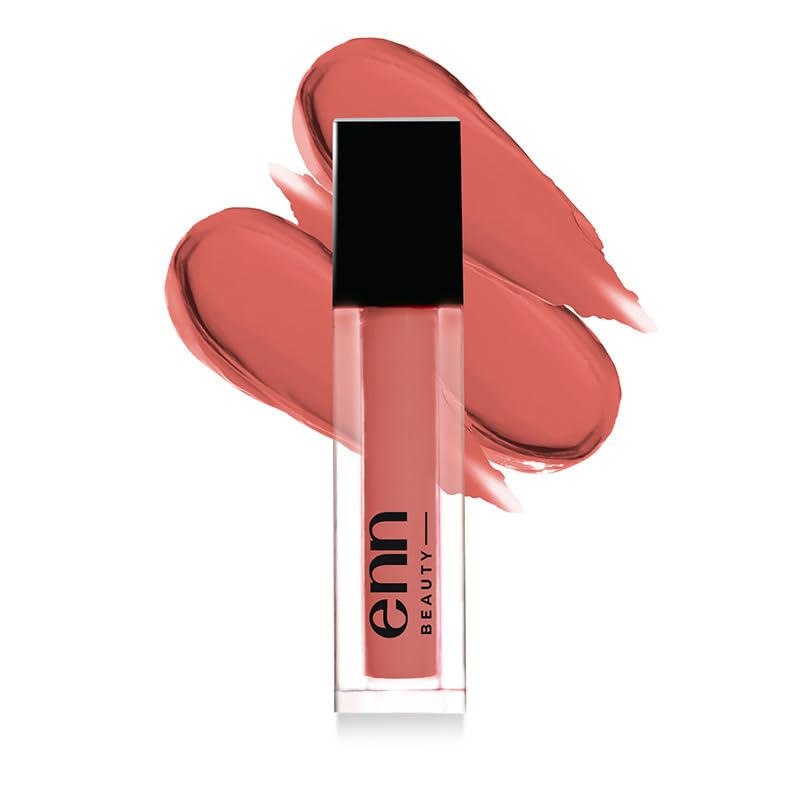 Image of ENN Beauty Semi Matte Liquid Lipstick 1.5ml Enriched with Ghee,Vitamin E & Rosemary For 12 H Long Lasting,Waterproof,Non Transfer Smudge Proof Liquid Lipstick For Women - Peach Punch